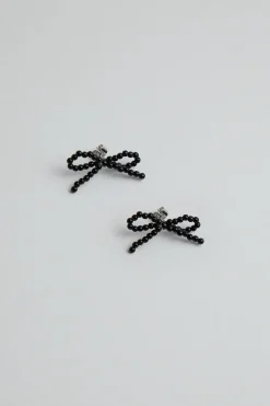 BEADED BOW STUD EARRING