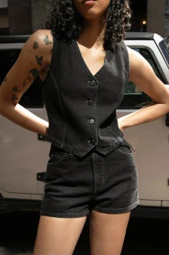 BLACK DENIM VEST