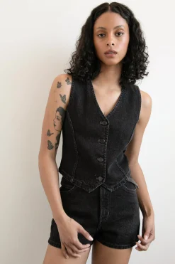 BLACK DENIM VEST