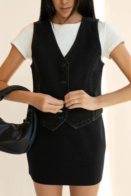 BLACK DENIM VEST