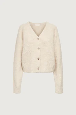 BOUCLE KNIT BUTTON FRONT CARDIGAN