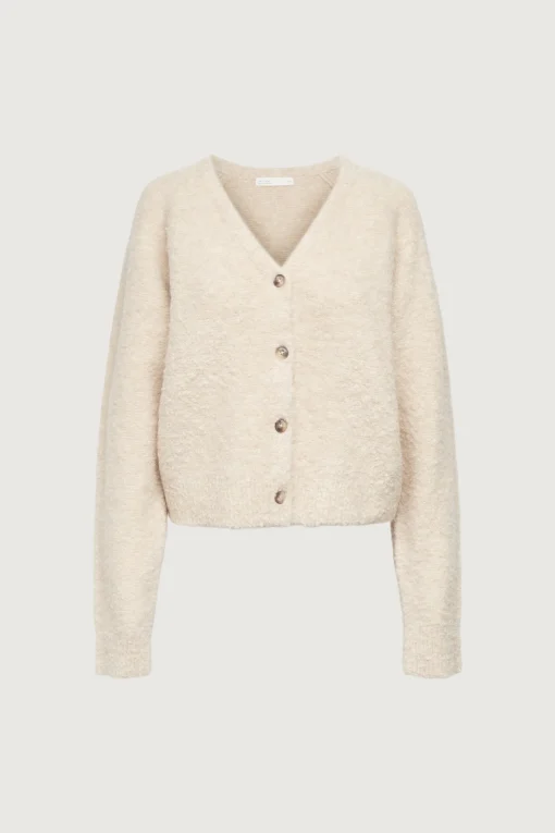 BOUCLE KNIT BUTTON FRONT CARDIGAN