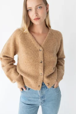 BOUCLE KNIT BUTTON FRONT CARDIGAN