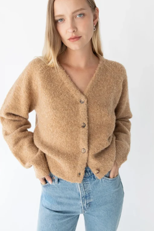 BOUCLE KNIT BUTTON FRONT CARDIGAN