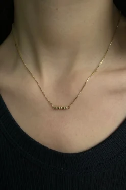 BOX CHAIN NECKLACE WITH BEAD PENDANTS