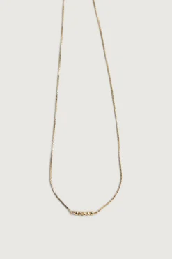 BOX CHAIN NECKLACE WITH BEAD PENDANTS