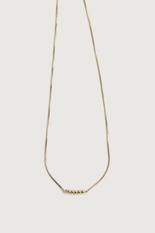 BOX CHAIN NECKLACE WITH BEAD PENDANTS