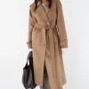 BRUSHED WOOL-BLEND BELTED COAT
