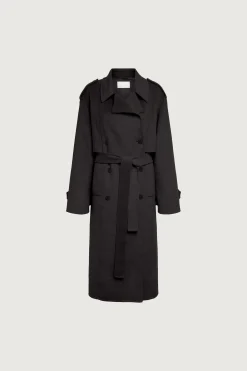 BRUSHED WOOL-BLEND BELTED COAT