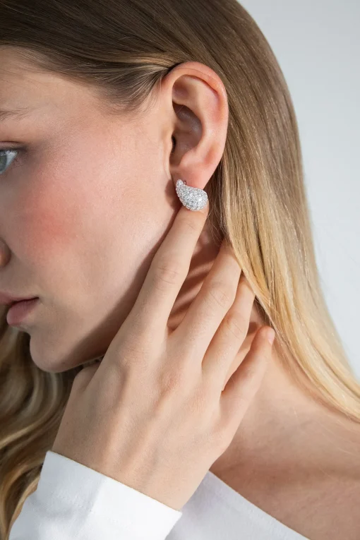 BUBBLE DROP EARRING WITH STONE DETAIL