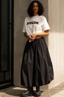 BUBBLE HEM MAXI SKIRT