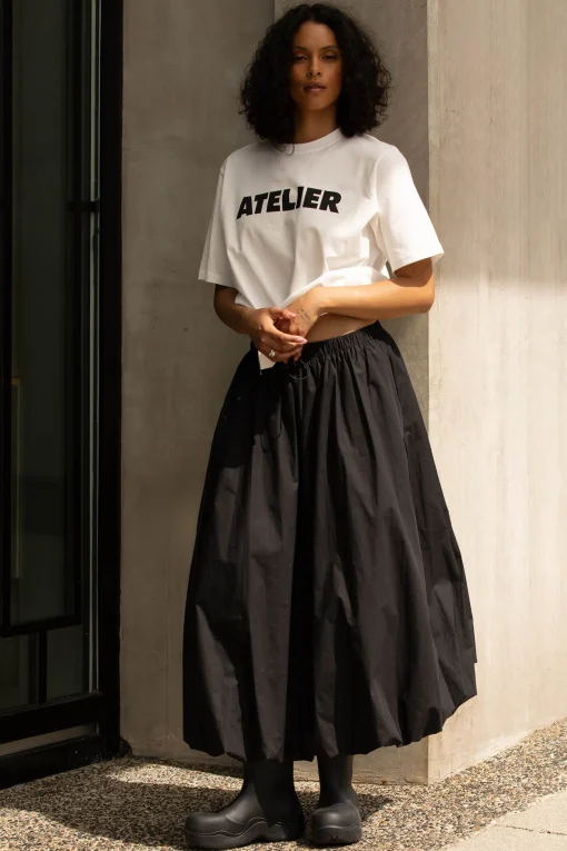 BUBBLE HEM MAXI SKIRT