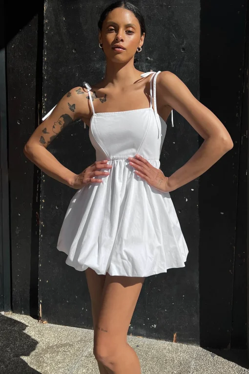 BUBBLE HEM MINI DRESS