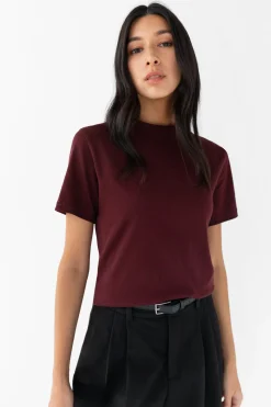BURGUNDY SHORT SLEEVE TOP