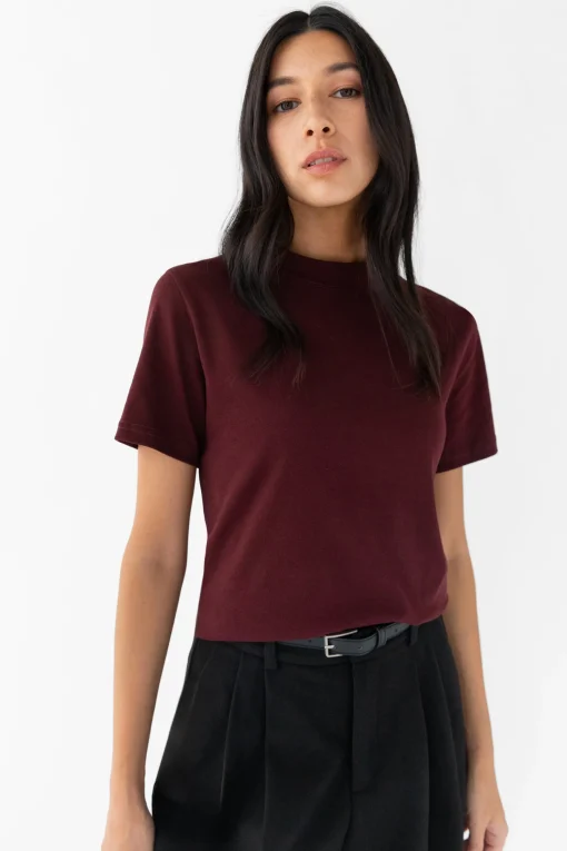 BURGUNDY SHORT SLEEVE TOP