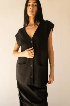 BUTTON FRONT SWEATER VEST