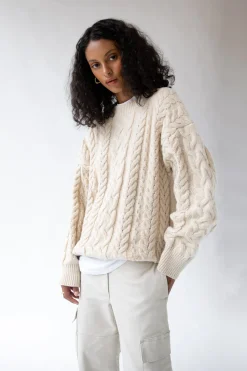CABLE KNIT CREWNECK SWEATER