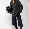 CABLE KNIT V-NECK SWEATER