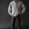 CABLE KNIT ZIP-UP CARDIGAN
