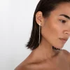 CHAIN AND ZIRCONIA DROP EARRING