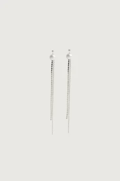 CHAIN AND ZIRCONIA DROP EARRING