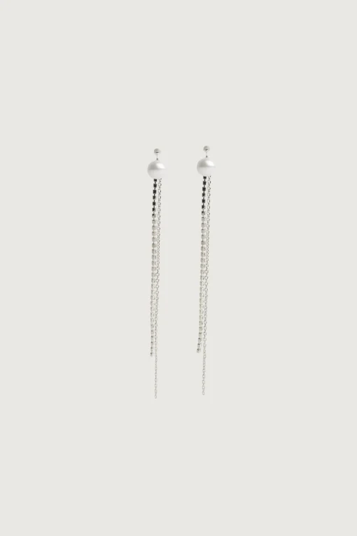 CHAIN AND ZIRCONIA DROP EARRING