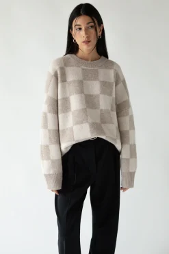 CHECKERED CREWNECK SWEATER