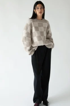 CHECKERED CREWNECK SWEATER