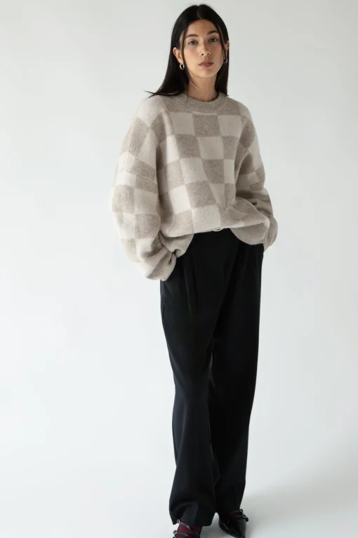 CHECKERED CREWNECK SWEATER