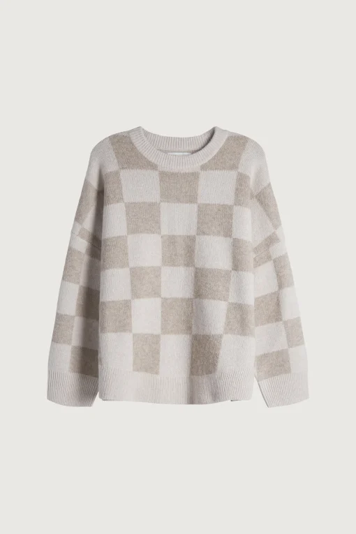 CHECKERED CREWNECK SWEATER