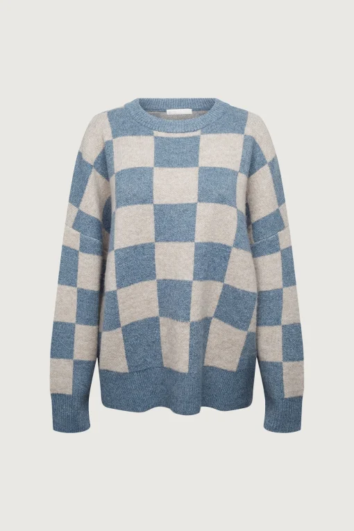 CHECKERED CREWNECK SWEATER
