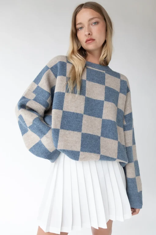 CHECKERED CREWNECK SWEATER