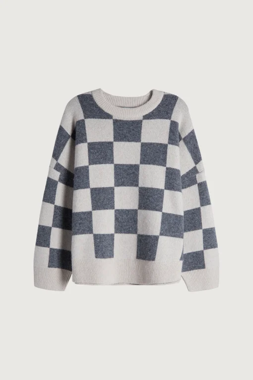 CHECKERED CREWNECK SWEATER