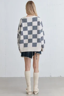 CHECKERED CREWNECK SWEATER