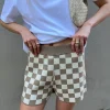 CHECKERED KNIT SHORT