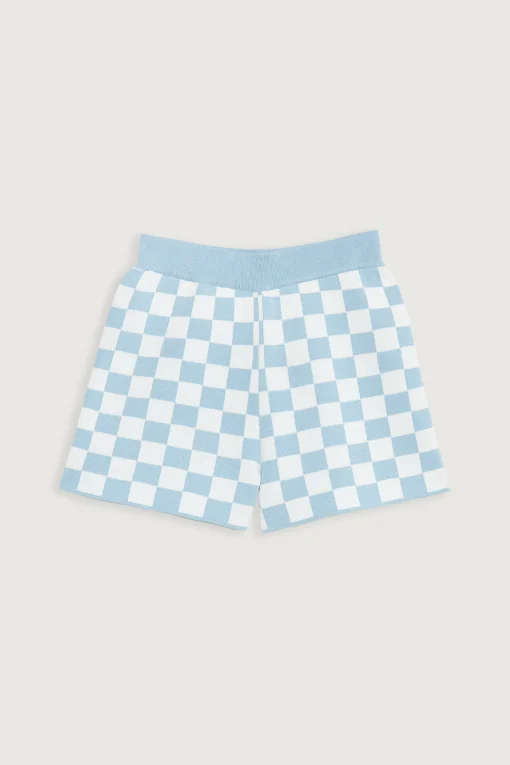 CHECKERED KNIT SHORT