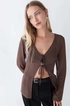 CHIFFON TIE FRONT BLOUSE