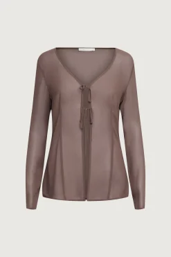 CHIFFON TIE FRONT BLOUSE