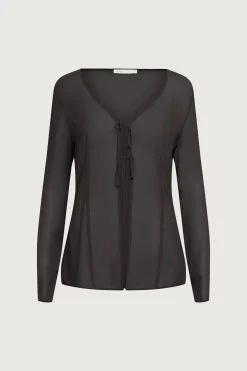 CHIFFON TIE FRONT BLOUSE