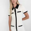 COLLARED CONTRAST TRIM KNIT MINI DRESS