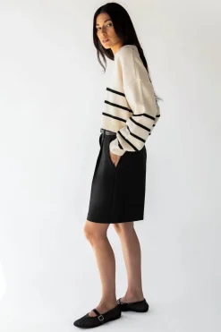 COLLARED STRIPE SWEATER