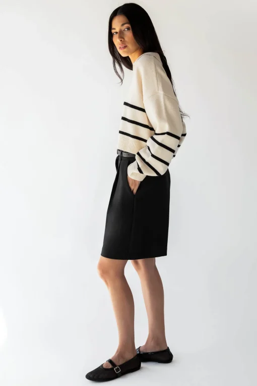 COLLARED STRIPE SWEATER
