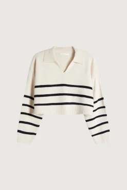 COLLARED STRIPE SWEATER