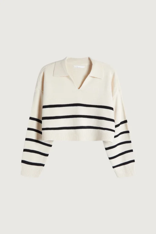 COLLARED STRIPE SWEATER