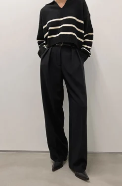 COLLARED STRIPE SWEATER