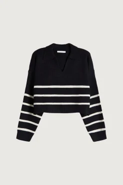 COLLARED STRIPE SWEATER