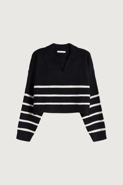 COLLARED STRIPE SWEATER