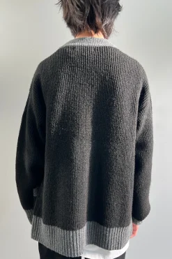 CONTRAST RIB BUTTON UP CARDIGAN