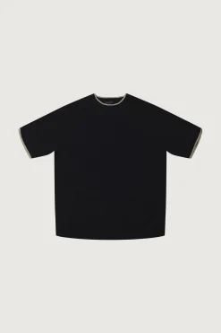 CONTRAST TRIM SHORT SLEEVE SWEATER