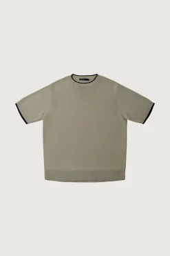 CONTRAST TRIM SHORT SLEEVE SWEATER